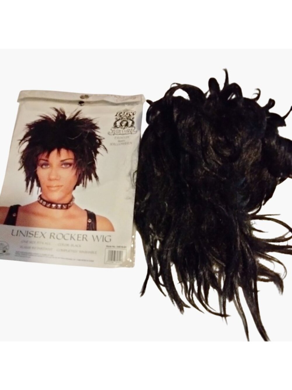 Unisex Black Rocker Wig Spiky Halloween Costume Adult Accessory